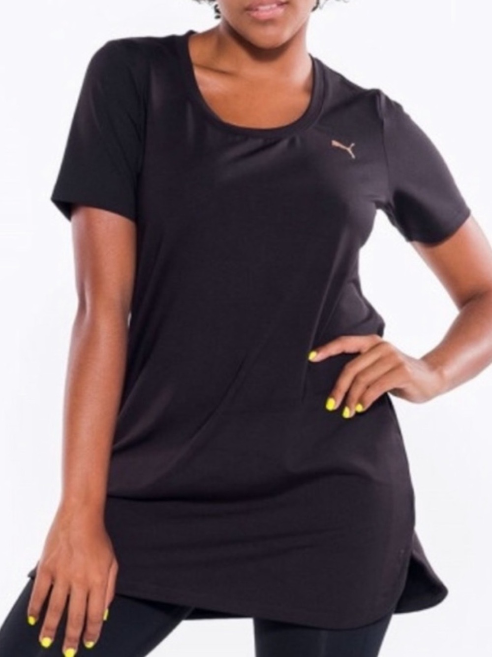 Puma Back Velvet Rope Layering Tunic Shirt Workout in black size Med NWT